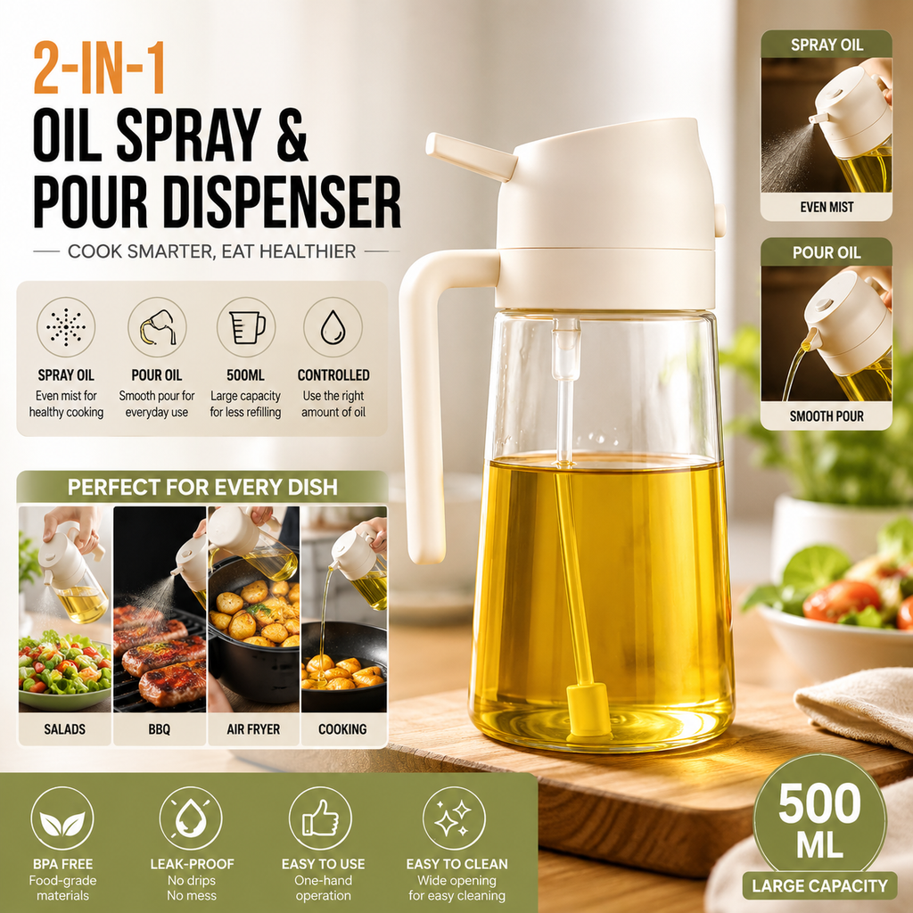 2-in-1 Oil Sprayer & Dispenser – 500ml