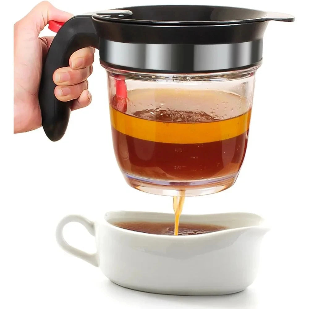 4-Cup Fat Separator with Strainer – Mess-Free Gravy & Grease Separator