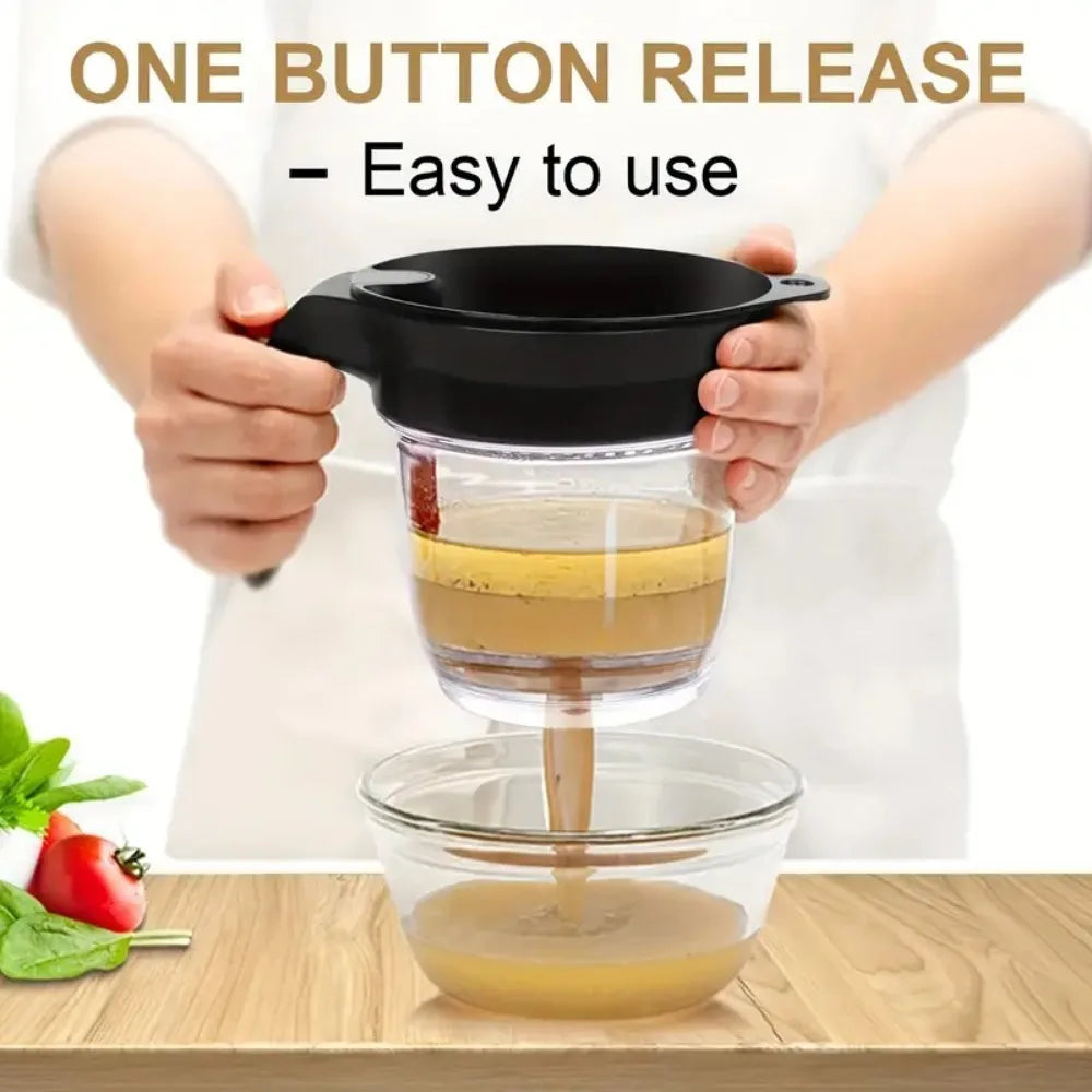 4-Cup Fat Separator with Strainer – Mess-Free Gravy & Grease Separator