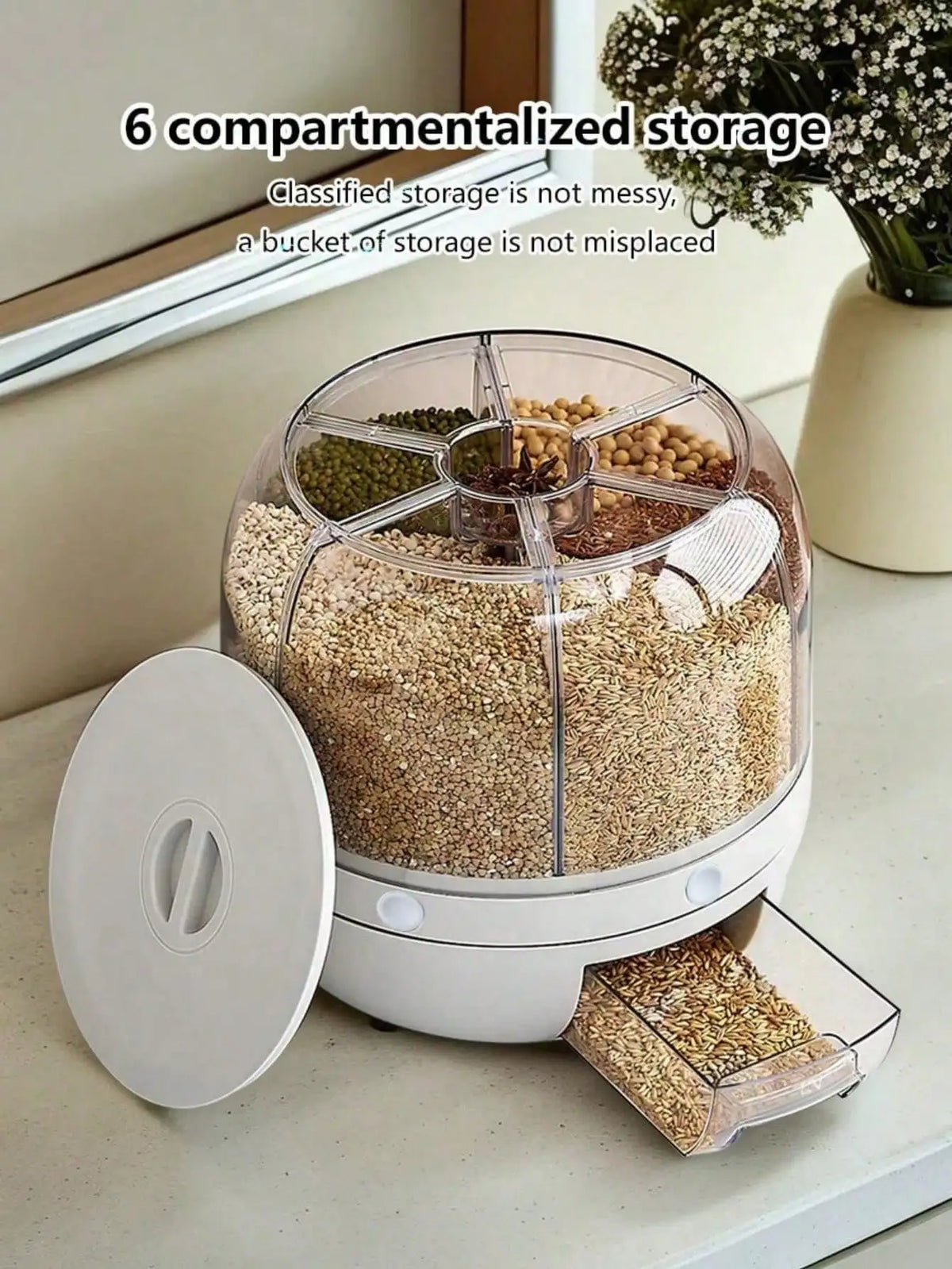 6-Grid Rotating Grain Dispenser
