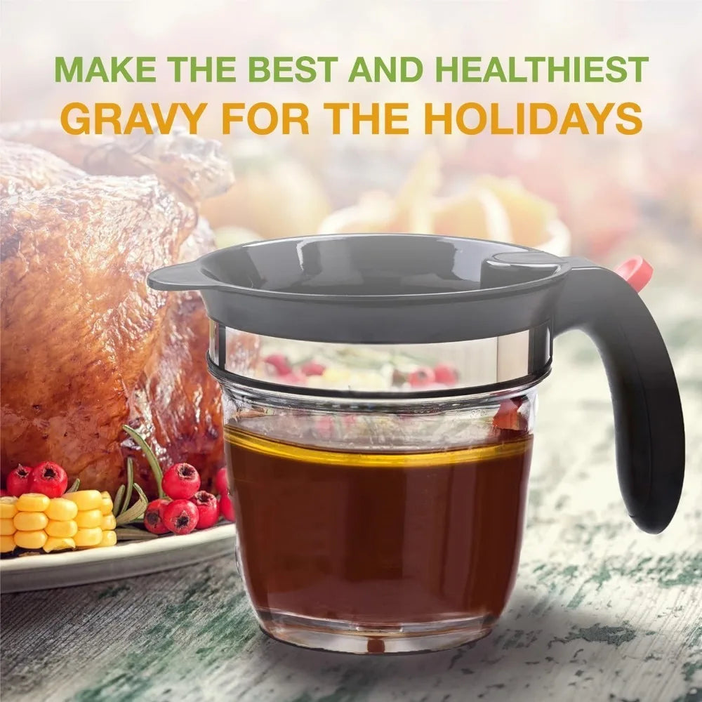 4-Cup Fat Separator with Strainer – Mess-Free Gravy & Grease Separator