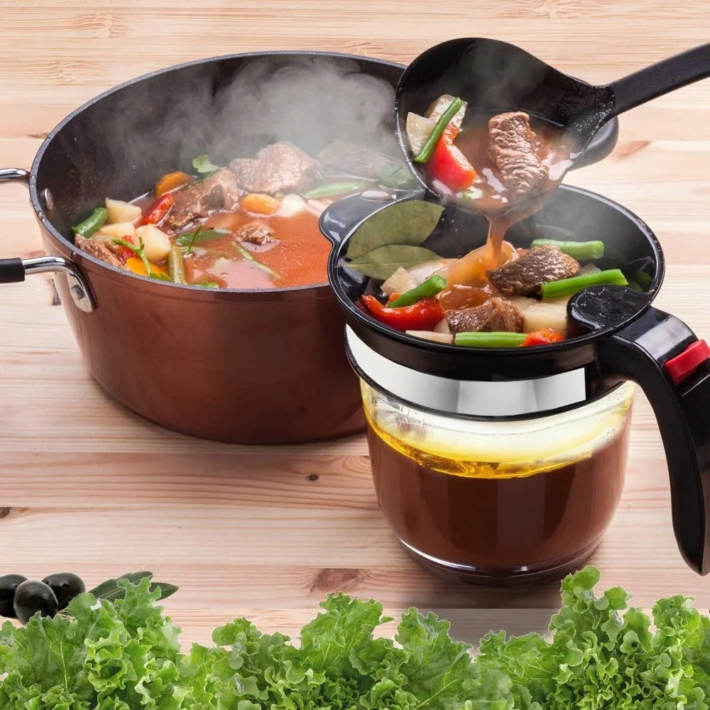 4-Cup Fat Separator with Strainer – Mess-Free Gravy & Grease Separator