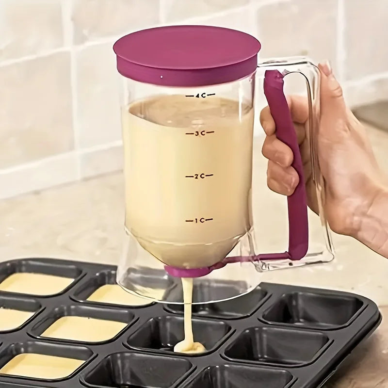900ml Batter Dispenser with Graduated Markings – Mess-Free Portion Control for Pancakes, Waffles & Muffins