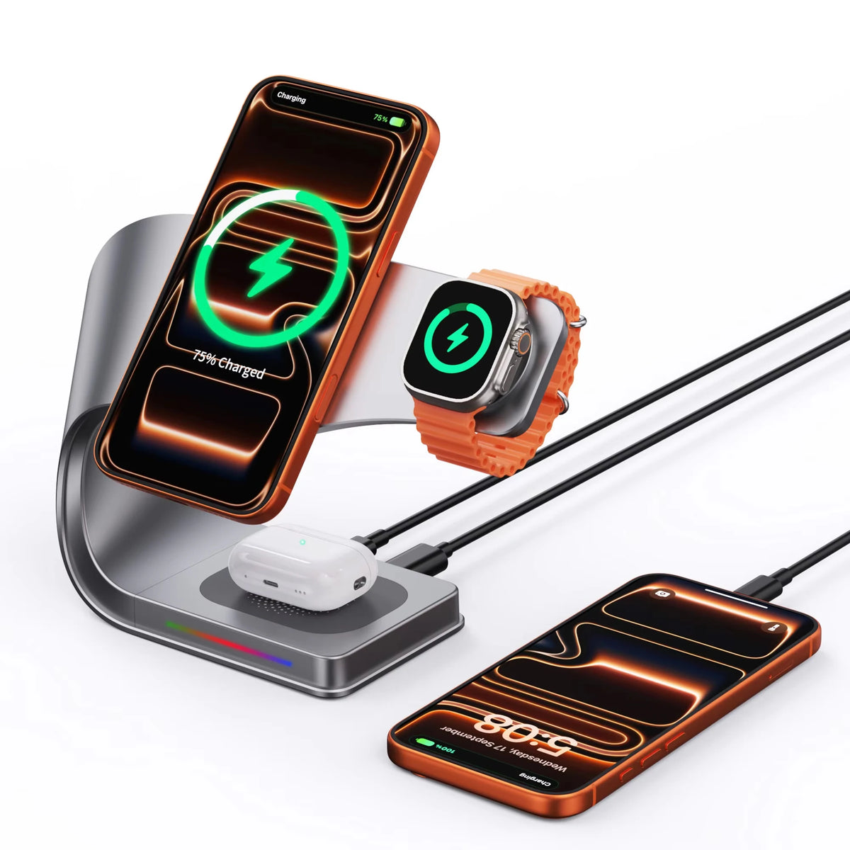 3-in-1 Magnetic Charging Stand - Phone, Watch & Earbuds