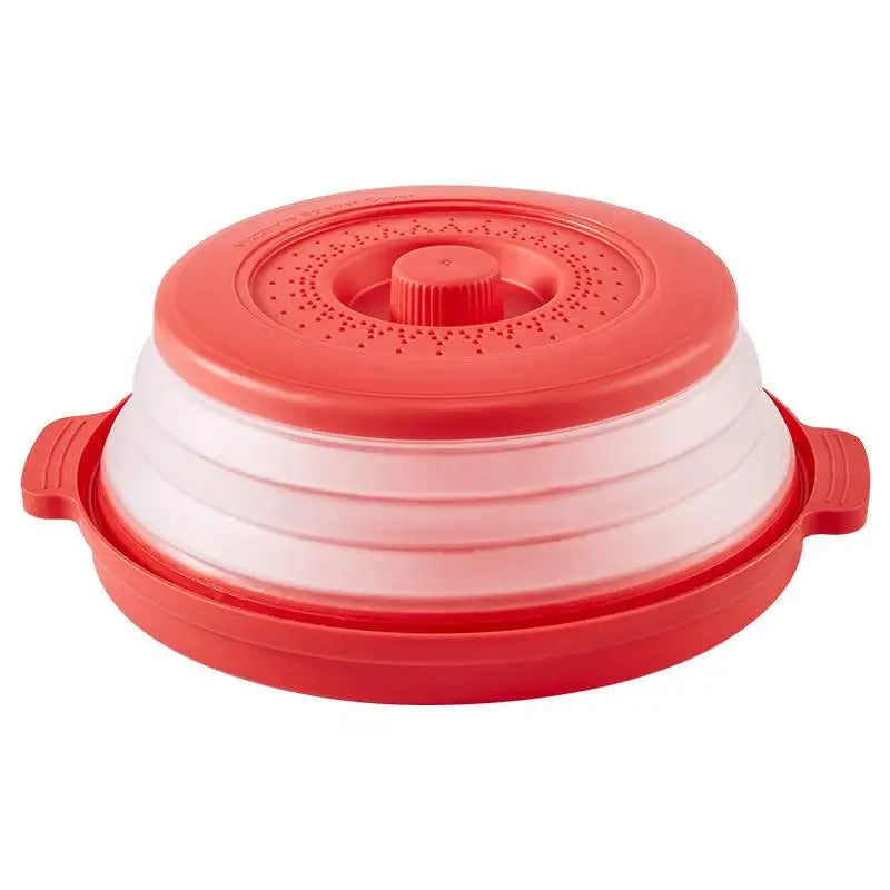 2-in-1 Microwave Splatter Cover with Anti-Scald Base – Foldable, Food-Grade, Fits 10.5" Plates