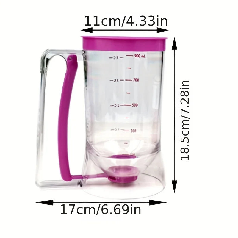 900ml Batter Dispenser with Graduated Markings – Mess-Free Portion Control for Pancakes, Waffles & Muffins