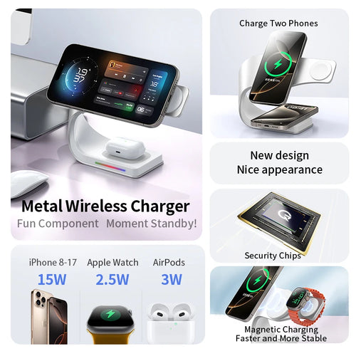 3-in-1 Magnetic Charging Stand - Phone, Watch & Earbuds