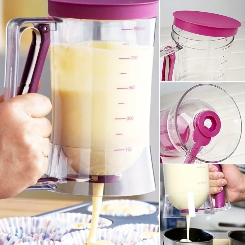 900ml Batter Dispenser with Graduated Markings – Mess-Free Portion Control for Pancakes, Waffles & Muffins